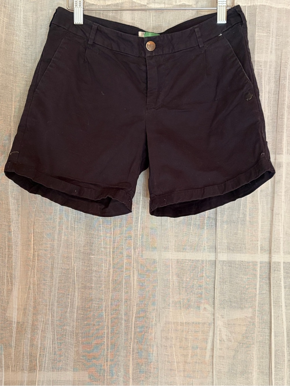 Scotch & Soda Black Cotton Roll-Hem Bermuda Shorts